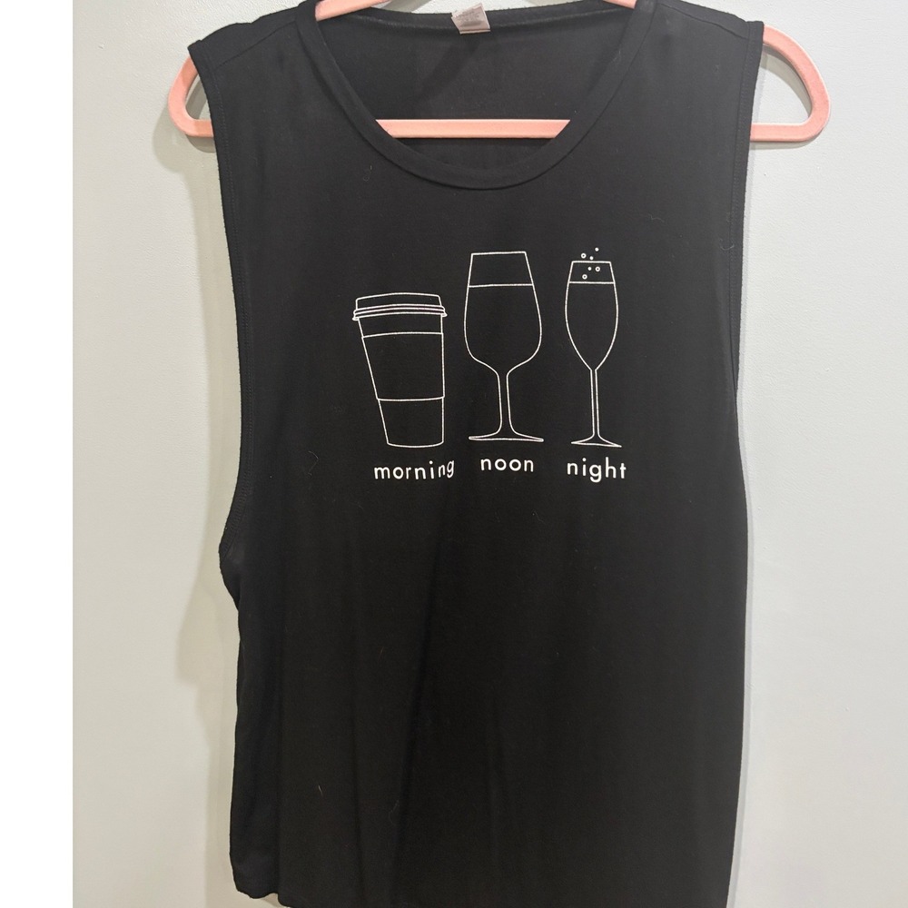 Body Rags Clothing Co Womens Large Black Morning Noon Night Graphic T-Shirt